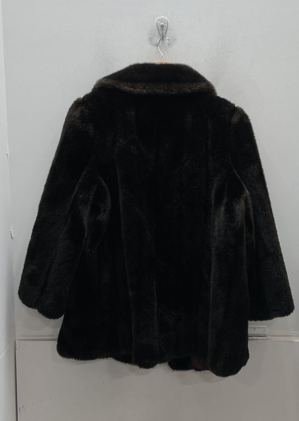Tissavel Women's Black Fur Collared Mid-Length Winter Coat
