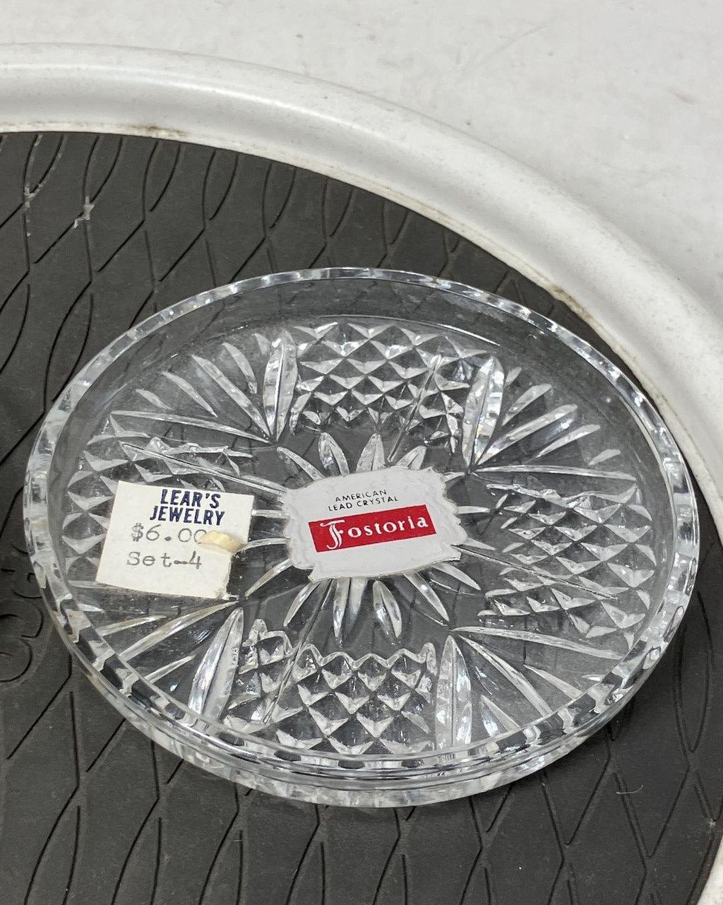 Vintage Luxury Fostoria American Lead Crystal Coaster Lot of 2