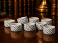 Rolfs Vintage Thai Ceramic Napkin Rings Set of 8 | Blue and White Table Linens Holders