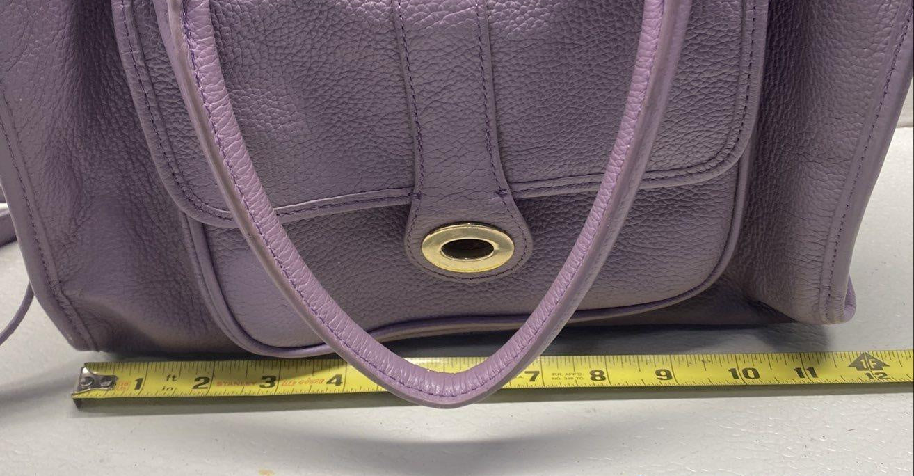 Ora Delphine Purple Pebbled Leather Satchel Crossbody Bag with Gold Hardware | Medium Everyday Handbag
