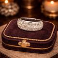 Vintage Rhodium Wide Pavé Crystal Multi-Row Statement Ring