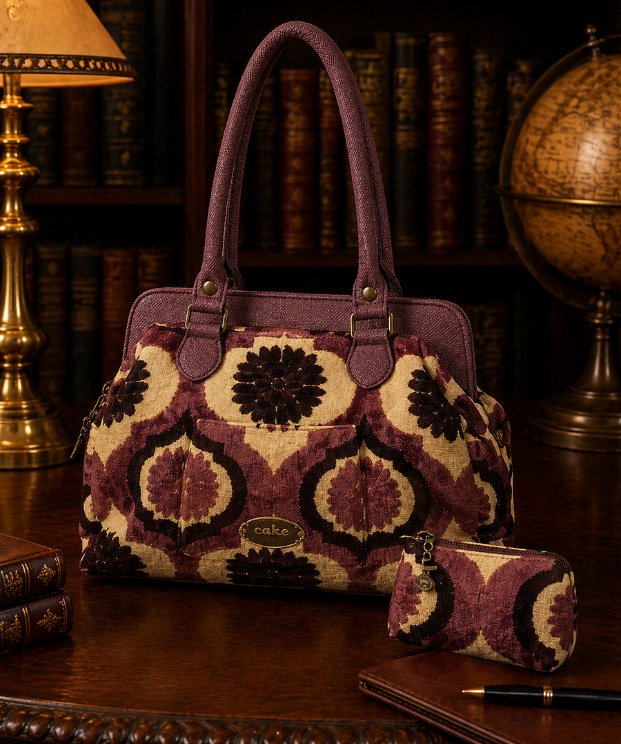 Cake by Petunia Pickle Bottom patterned fabric satchel with matching pouch