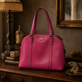 Coach Peyton Dome Satchel Raspberry Pink Crossgrain Leather Shoulder Bag