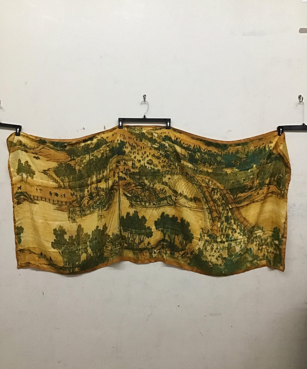 Jinayin Scenic Print Silk Scarf