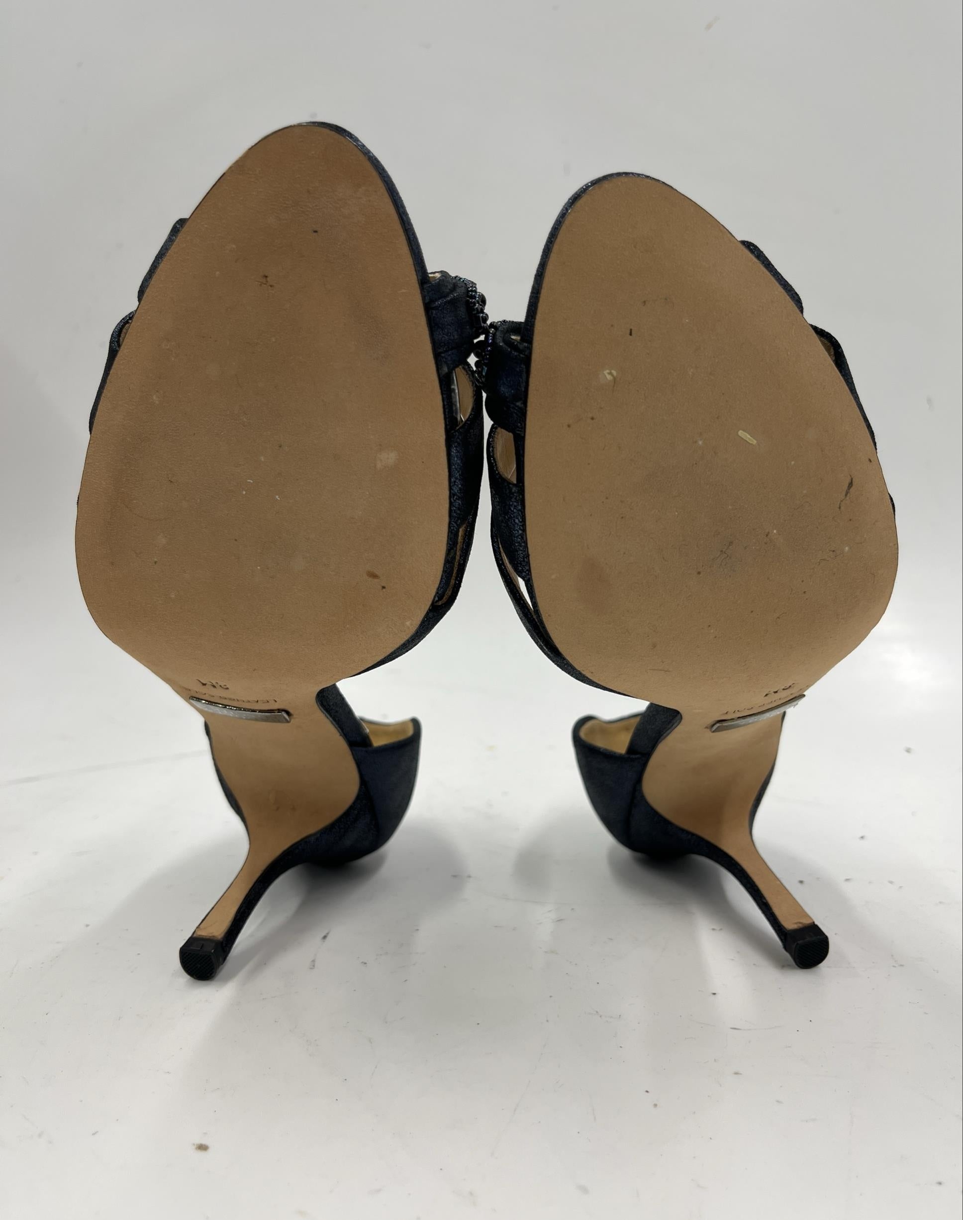 Badgley Mischka Open-Toe Heels with Beaded Bow Size 8M