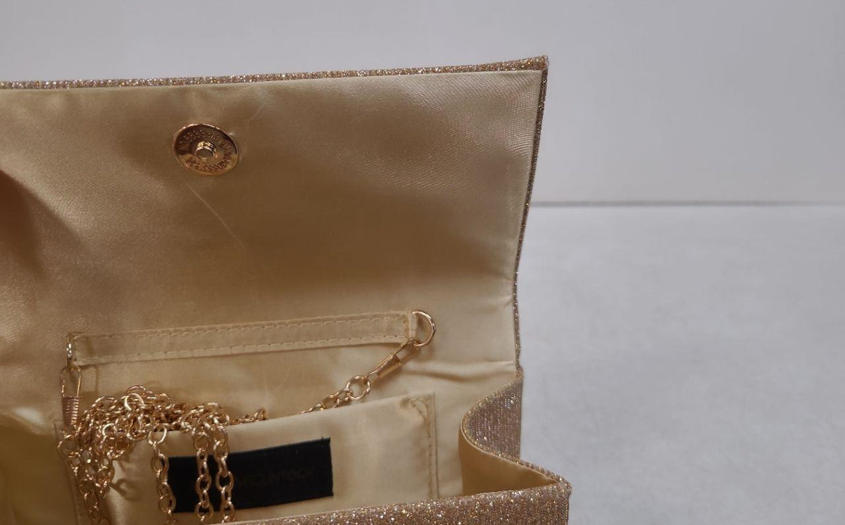 Monopoli champagne gold sparkling envelope evening clutch, view 6