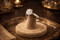 Silver Tone Round Crystal Solitaire Ring