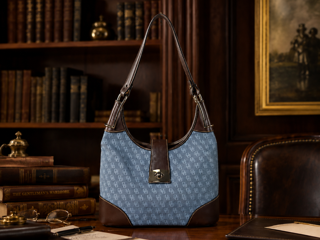 Dooney and Bourke Blue Monogram Shoulder Bag Made in USA