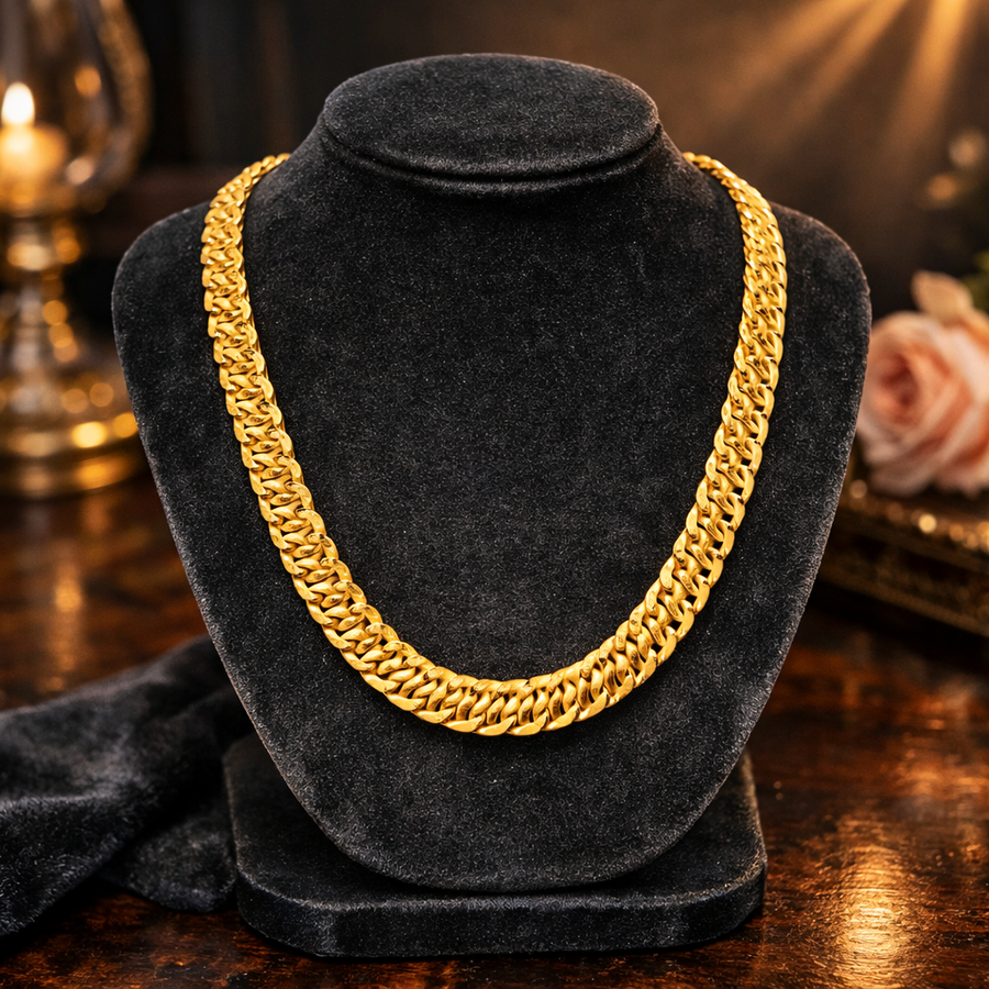 1980s Monet Gold Tone Statement Necklace, Signed Designer Collar Necklace, Classic Estate Luxury Chain Jewelry
