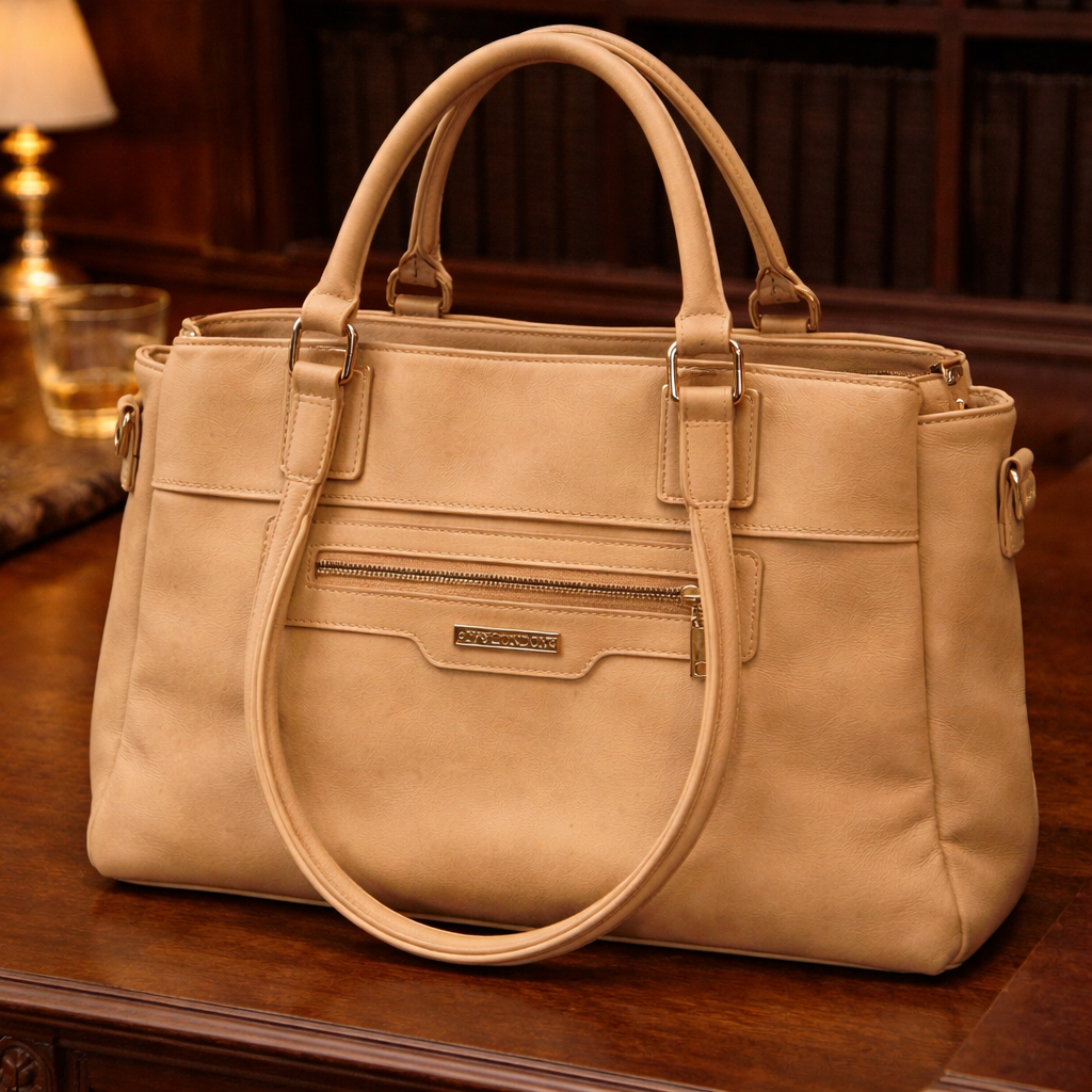 Ivy Fog Tan Leather Satchel Tote Bag Supple Top Handle Structured Shoulder Everyday