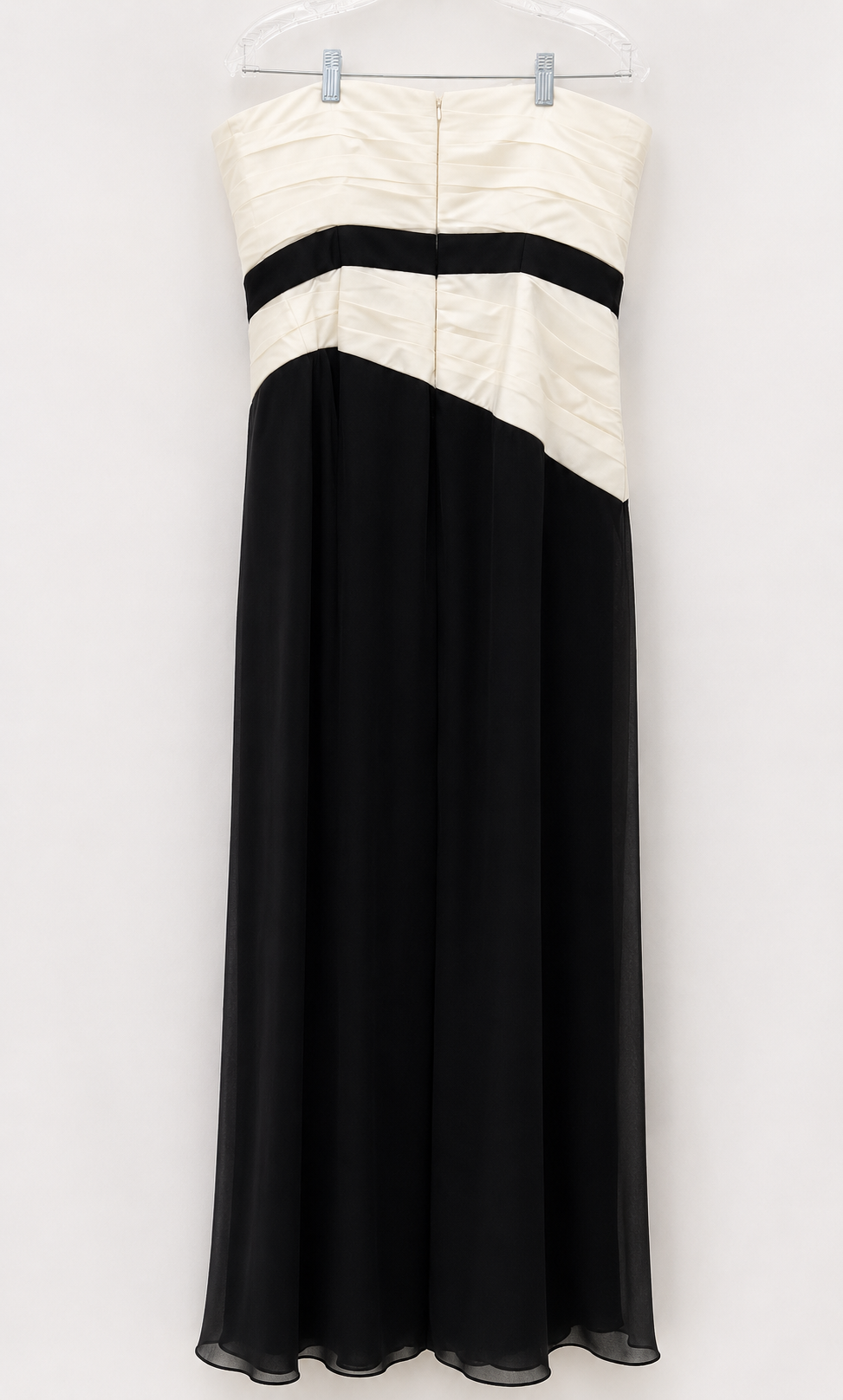 Max and Cleo Black & Ivory Strapless Formal Dress Size 14 | Floor-Length Evening Gown