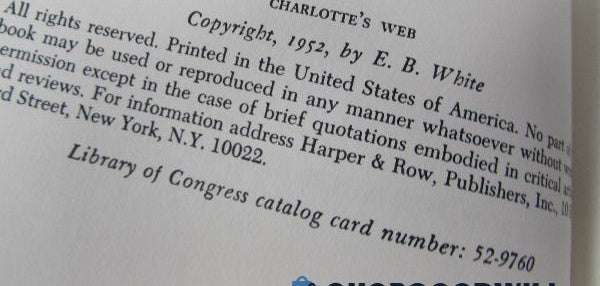 Charlotte's Web by E.B. White, Harper and Row hardcover in Garth Williams illustrated dust jacket, view 3