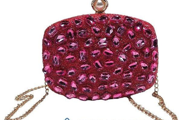 Milisente Pink Studded Clutch W/ Push Clasp