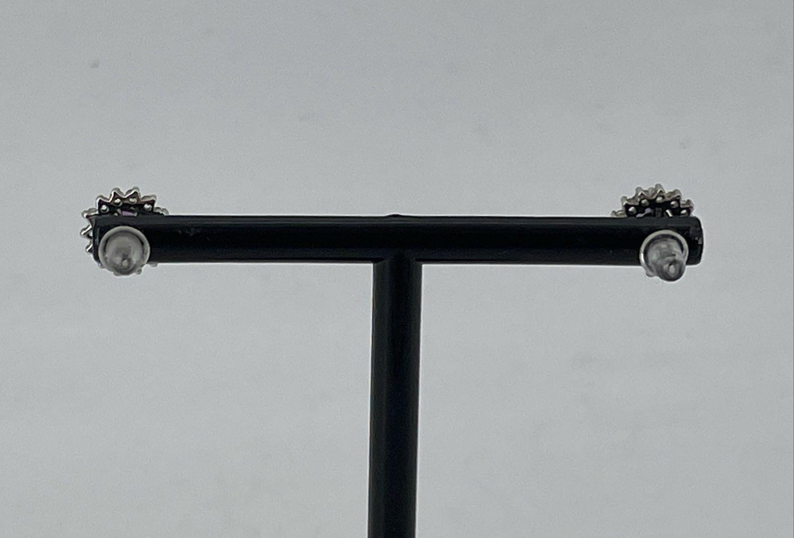 925 Sterling Silver Stud Earrings w/ Amethyst 1.57g