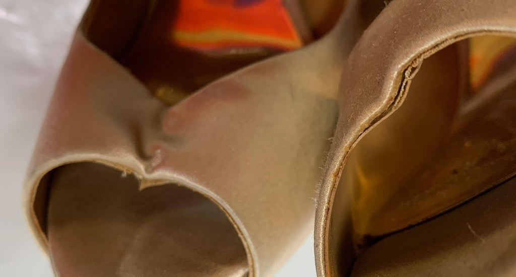 Badgley Mischka Tan Peep Toe Slip-On Stiletto Pumps Size 8.5