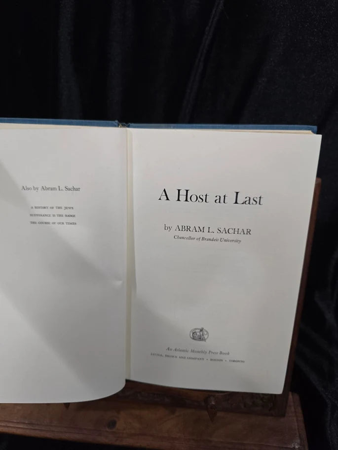 A Host at Last Abram L. Sachar Signed by Abram L. Sachar 1976 First Edition First Printing Inscribed Hardcover (Fixes)