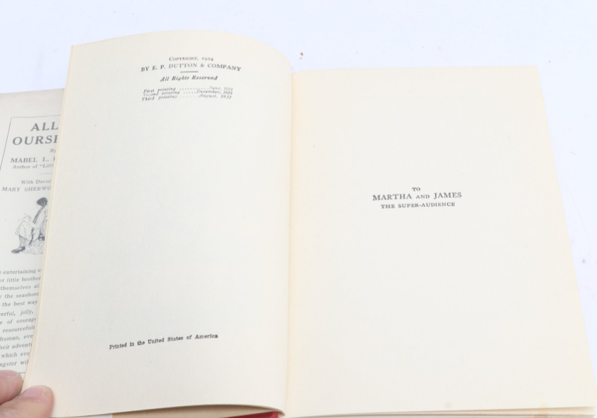 All By Ourselves by Mabel L. Robinson, 1924 First Edition (Third Printing), E.P. Dutton, Illustrated by Mary Sherwood Wright with Dust Jacket
