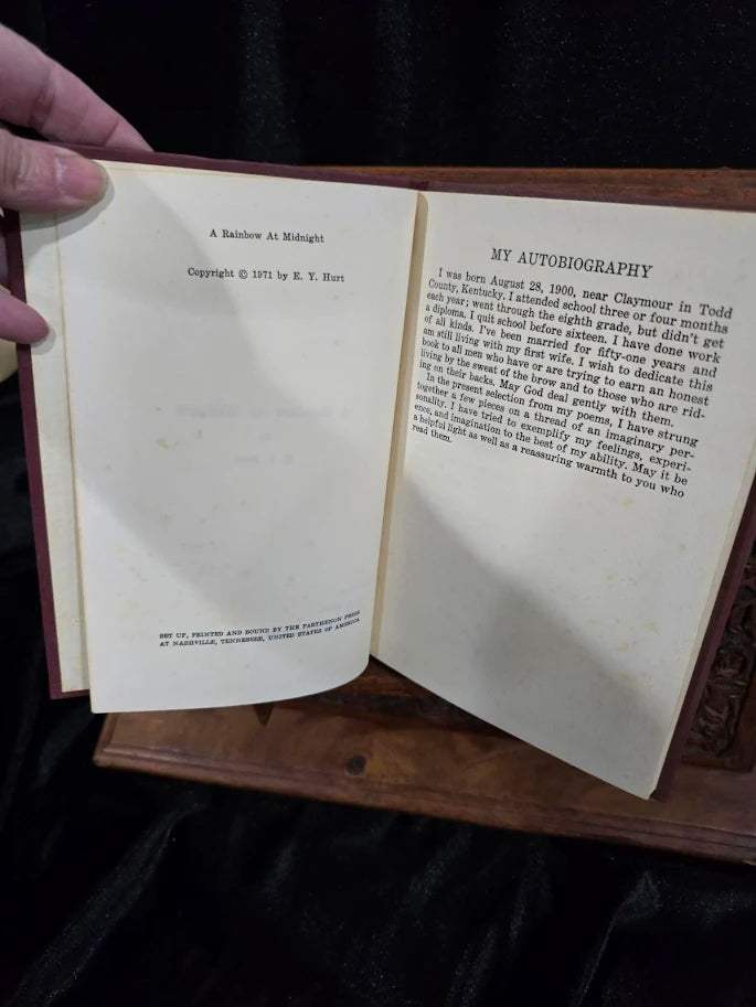 A Rainbow at Midnight by E. Y. Hurt Signed by E. Y. Hurt 1971 First Edition Hardcover Inscribed to Mom (Fixes)