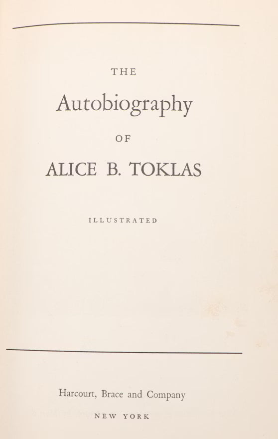 The Autobiography of Alice B. Toklas by Gertrude Stein, 1933 Harcourt Brace cloth hardcover, view 4