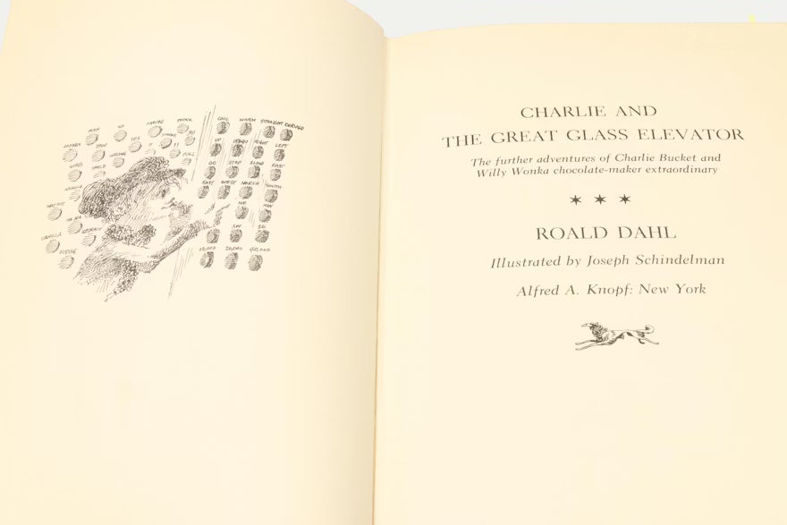 Charlie and the Great Glass Elevator by Roald Dahl 1972 First Edition Alfred A Knopf Hardcover with Dust Jacket