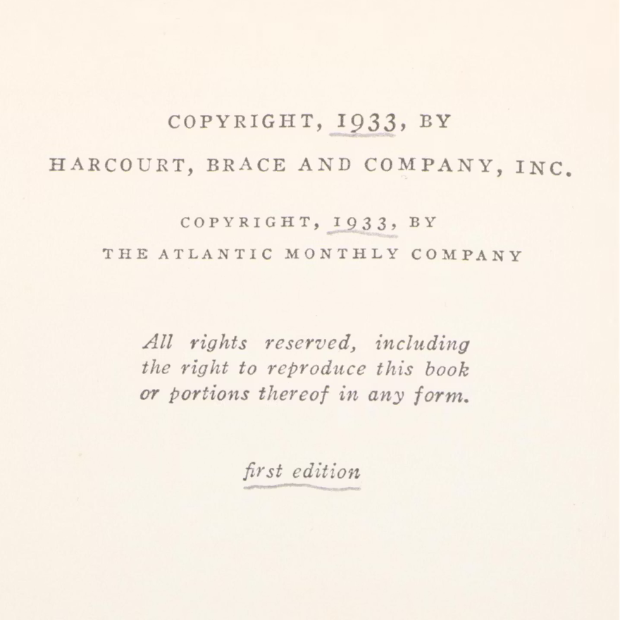The Autobiography of Alice B. Toklas by Gertrude Stein, 1933 Harcourt Brace cloth hardcover, view 7