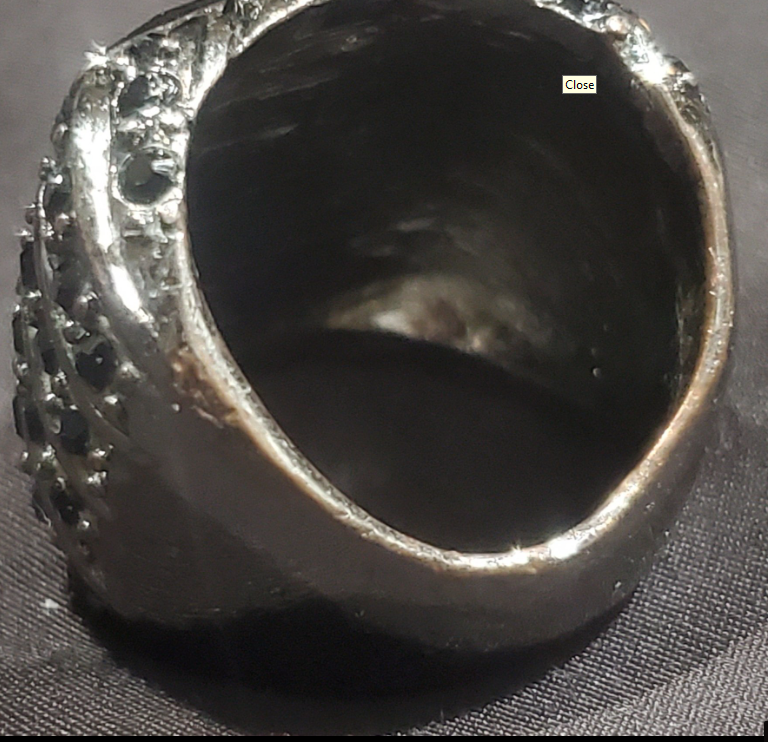 Bold Unisex Statement Ring with Dark Green Faceted Stone & Black Crystal Accents