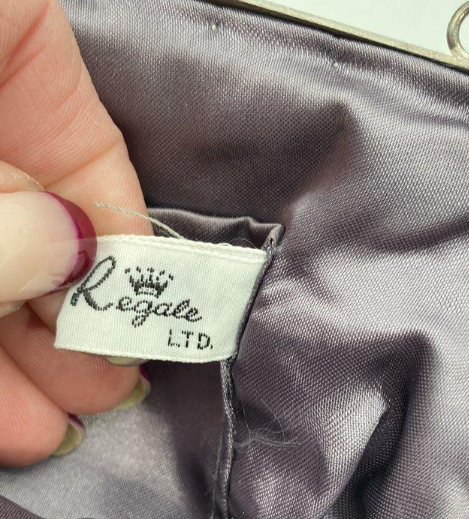 La Regale Vintage Black Beaded Evening Bag with Chain Strap Small Formal Purse