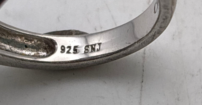 Sterling Silver Iolite Center Black Crystal Pavé Ring Size 5 (925 SNJ)