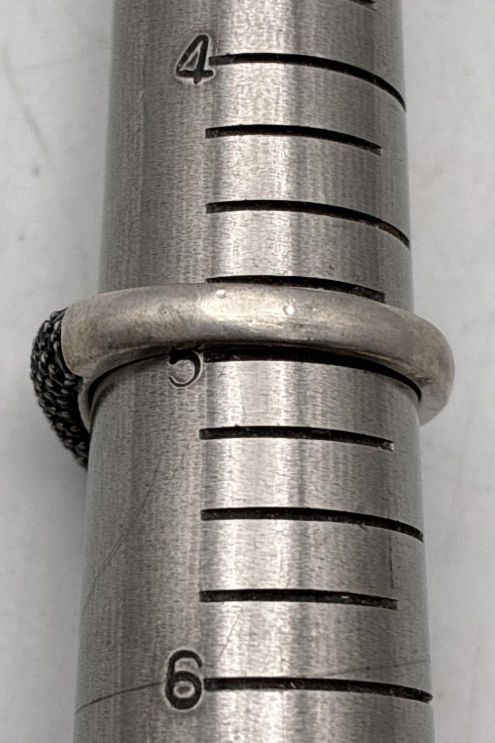 Sterling Silver Iolite Center Black Crystal Pavé Ring Size 5 (925 SNJ)