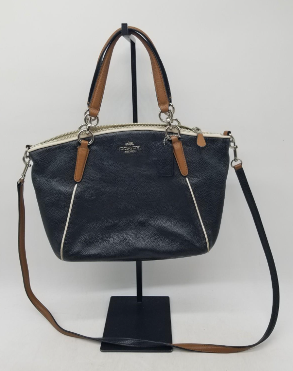 Coach Kelsey Black Pebbled Leather Shoulder Satchel Handbag Heavy Leather Retail Model