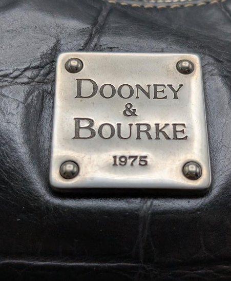 Vintage Dooney & Bourke Black Croc Embossed Leather Hobo Bag Structured Shoulder Purse