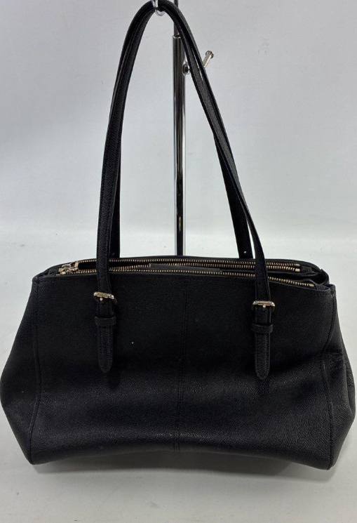 Coach Turnlock Carryall Black Pebbled Leather Shoulder Bag | Gold Hardware Structured Tote Purse