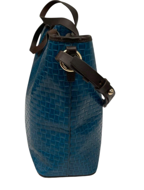 Dooney and Bourke Lilliana teal woven leather tote with matching wristlet, view 4