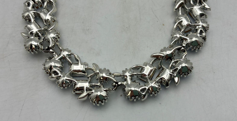 Vintage Lisner Blue Rhinestone Necklace with Matching Earrings – Coordinated Statement Set