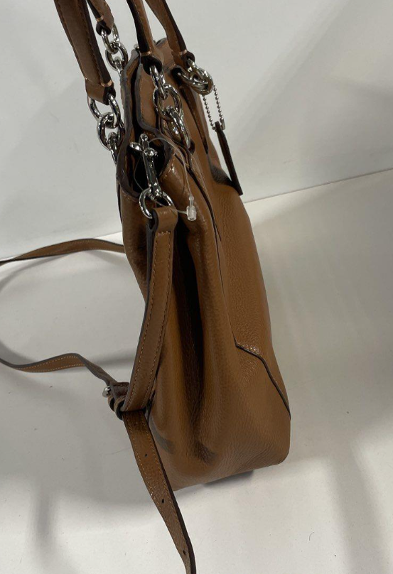 Coach Christie Carryall Brown Pebbled Leather Satchel | Authentic Leather Crossbody Shoulder Bag