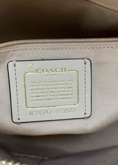 Coach butterscotch tan pebbled leather tote with dual shoulder straps, view 7