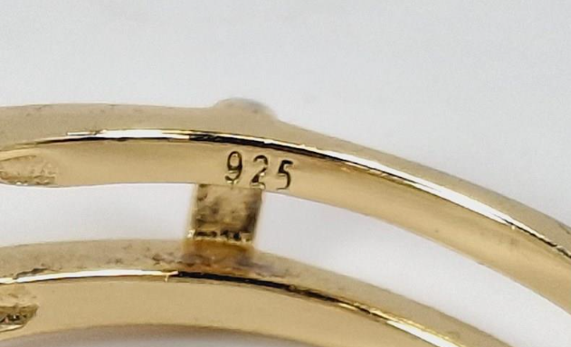 Silver multi-band ring set stamped 925 with round cubic zirconia center and pavé bands, view 3