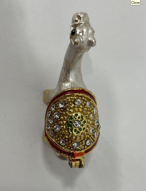 Miniature Jeweled Enamel Camel Trinket Box – 2.5" Hinged Collectible Figurine