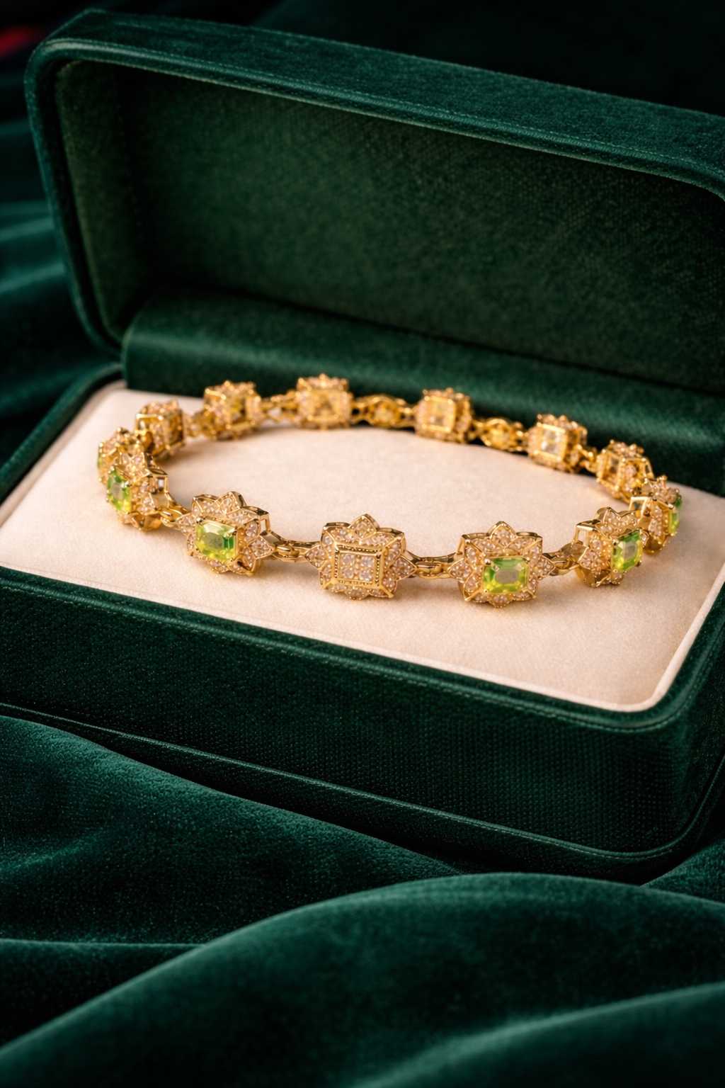 Camrose and Kross JBK Couture Bracelet with Green & Clear Stones | Vintage Designer Jewelry