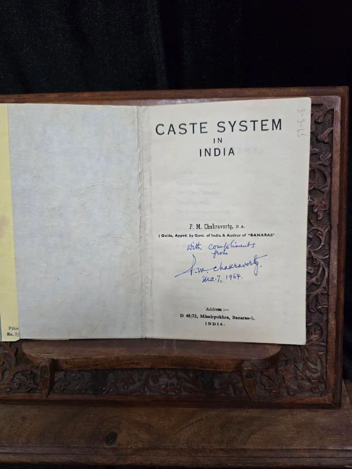 Caste System in India by P. M. Chakravorty Signed by P. M. Chakravorty 1954 Presentation Copy, Banaras Scholarly Booklet (Fixes)