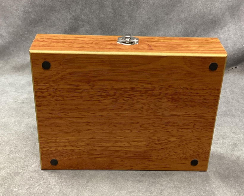 Wooden chess and hip flask gift set with leather-wrapped flask and shot cups in case, view 8