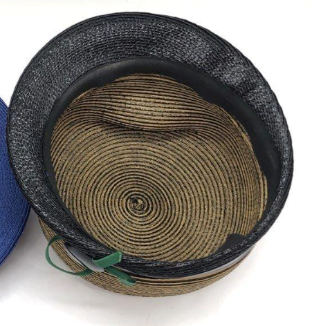Vintage Structured Straw Cloche Hat with Black Patent Band | Mid-Century Style Statement Hat