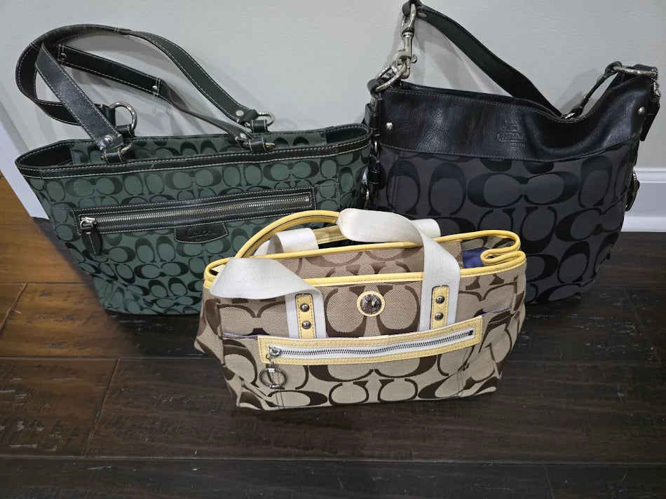 Coach Heavy Canvas Handbag Bundle – 3 Bags – Vintage Feel – Clean Interiors