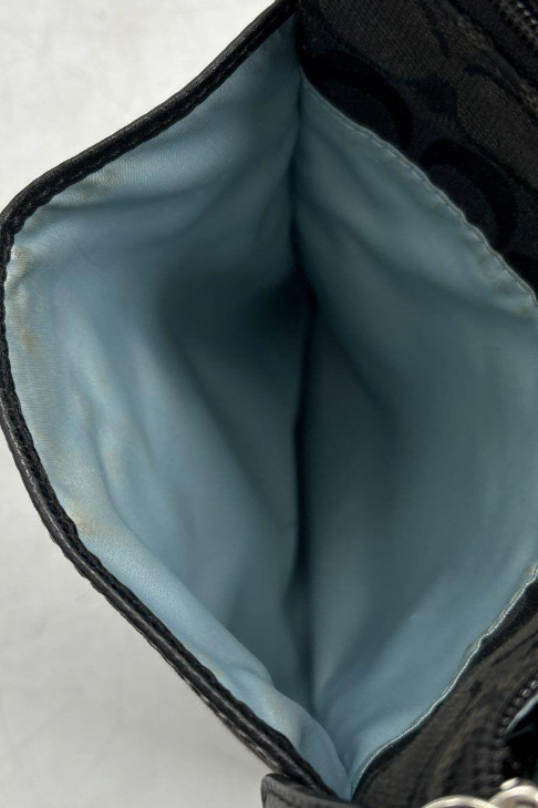(SOLD) Coach Signature Canvas Swingpack Crossbody Bag 43978 | Black Logo Canvas with Leather Trim