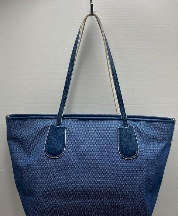 Coach Horse & Carriage Blue Canvas Tote Bag | Vintage Signature Shopper Shoulder Bag