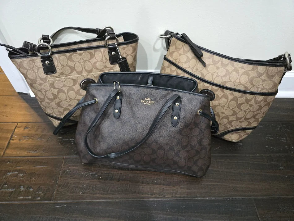 Coach Signature Handbag Bundle – 3 Bags – Clean Condition – Priced to Move