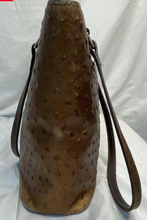 Dooney and Bourke Lexington tote in copper brown ostrich embossed leather, view 4