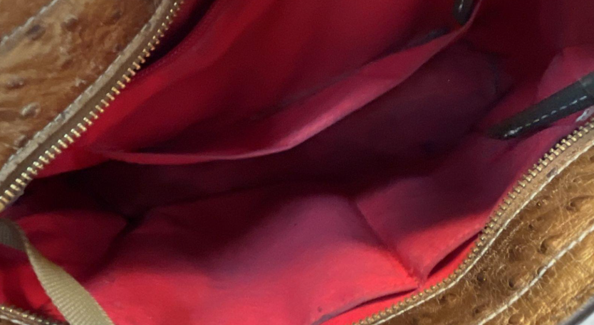 Dooney & Bourke Lexington Ostrich Embossed Leather Tote Copper Brown Shoulder Bag