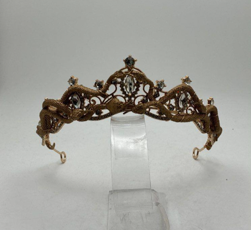 Gold Tone Rhinestone Medusa Snake Headpiece | Vintage-Inspired Statement Crown