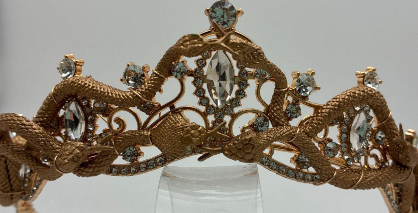Gold Tone Rhinestone Medusa Snake Headpiece | Vintage-Inspired Statement Crown